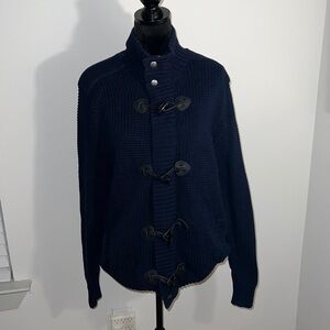 Express dark blue‎ zip up toggle closure heavy knit sweater  Sz XL